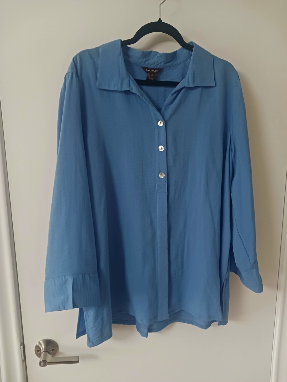 Multiples Blue Button-Front Blouse